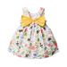 Kucnuzki Newborn Baby Girl Clothes 9 Months Summer Dress 12 Months Sling Square Neck Cute Bee Prints Bow Dress White