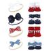 Hudson Baby Infant Girl Headband and Socks Giftset Red Navy Flower One Size