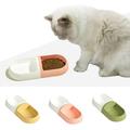 rygai Cat Food Bowl Color Matching Detachable Capsule Shaped Pet Double Bowl Kitten Cat Food Feeder Pet Supplies Green