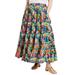 Plus Size Women's Tiered Midi Skirt by June+Vie in Multi Tropical Leaves (Size 14 W)