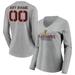 Women's Fanatics Branded Gray Chicago Blackhawks Any Name & Number Personalized Evanston Stencil Long Sleeve V-Neck T-Shirt