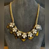 J. Crew Jewelry | J.Crew Necklace. Tortoise She’ll And Rhinestone | Color: Brown/Gold | Size: Os