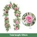 Yannee Artificial Rose Rattan Fake Flower Hanging Garland Artificial Rose Vines Garland Home Decor Green Party 1 Pcs