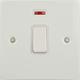 Schneider Electric Ultimate Flat Plate - Single Light Switch, with Neon Indicator, Double Pole, GU2211WPW, Painted White with White Insert