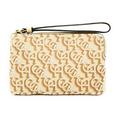 COACH Women's Corner Zip Wristlet with Monogram Print, Gold Chalk