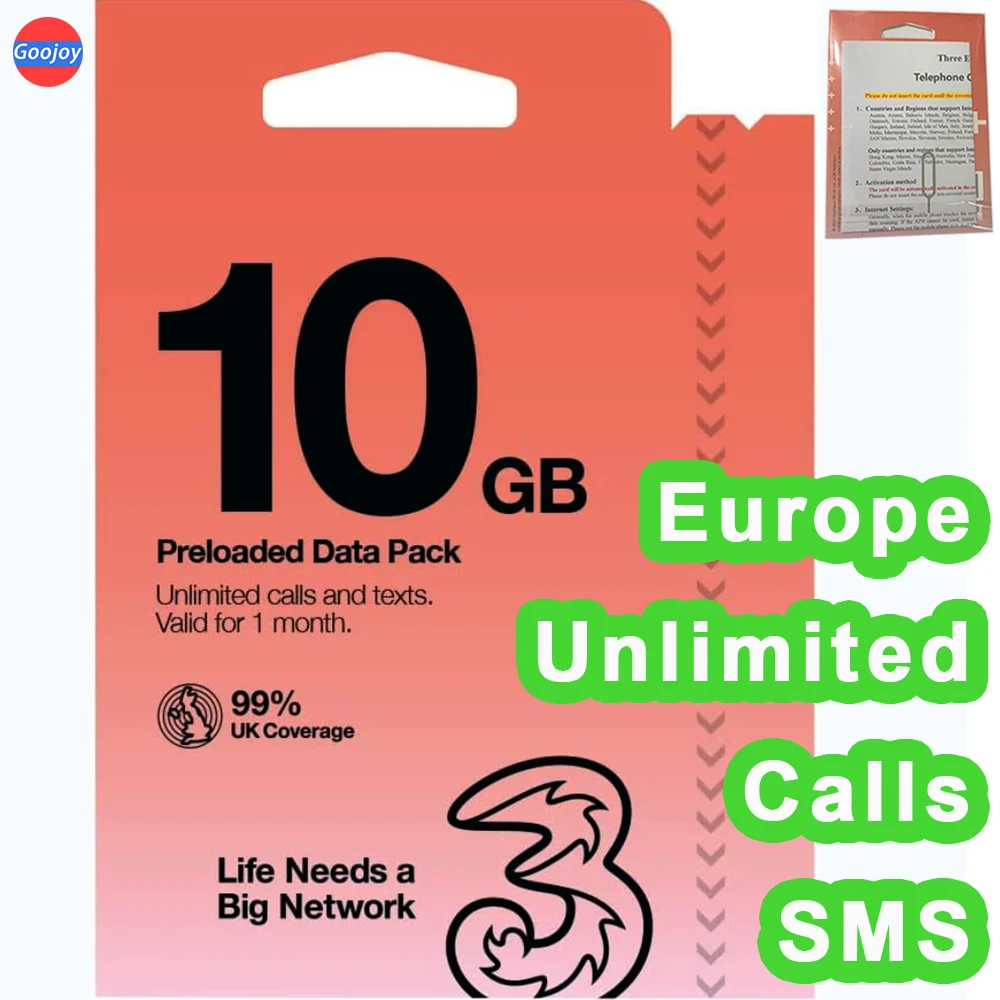 Carte Sim européenne à trois opérateurs, numéro de téléphone britannique, carte Sim prépayée européenne: 6 go/12 go/18 go/Données illimitées Sim, Internet ue 5G Sim
