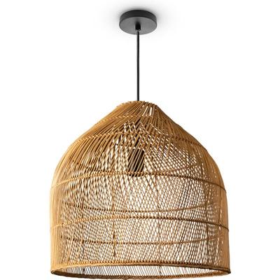 Pendelleuchte Wohnzimmer Boho Korbleuchten Pendellampe Rattan Hängeleuchte Natur (Ø44 cm), Image