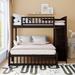 Wooden Twin over Full Bunk Bed Guardrail Kids' Beds with Six Drawers and Wheels