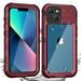 For iPhone 13 Waterproof Case Heavy Duty Aluminum Shockproof Metal Full Body Cover Built-In Screen Protector (Red/Black)