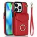 Nalacover Wallet Case for iPhone 12 Pro Max Back Card Slots/Bag Magnetic Button Ring Holder Stand Cover with RFID Blocking Wrist Hand Strap Luxury PU Leather Anti-Shocks Protective Case Red