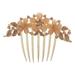 7 Teeth Hair Side Combs with Gold Sparkling Sunflower Headdress for Banquet Wedding Dresses Skirts Champagne