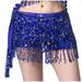 Clearance under $10 Charella Women s Sexy Hip Scarf Sequined Tassel Waist Scarf Adult Female Belly Dance Dress Bandage Waist Chain Skirt Blue One Size