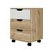 Ruby 23 Inch Rolling File Cabinet 3 Drawers Natural Brown Wood Finish- Saltoro Sherpi