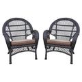 Jeco W00208-C-4-FS007-CS Espresso Wicker Chair with Brown Cushion - Set of 4