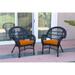 Jeco W00211-C-2-FS016 Santa Maria Black Wicker Chair with Orange Cushion - Set of 2