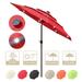 USA B MART 9Ft 3-Tiers 24LEDS Patio Umbrella Red