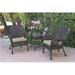 Jeco W00215-2-CES006 Windsor Espresso Wicker Chair & End Table Set with Tan Cushion