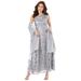 Plus Size Women's Embellished Gown With Shawl by Roaman's in Silver Shimmer (Size 20 W)