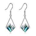 POPLYKE 925 Sterling Silver Mountain Earrings for Women Rhombus Abalone Dangle Earrings Faith Mountain Jewellery Birthday Gifts