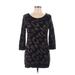 Forever 21 Casual Dress - Shift Scoop Neck 3/4 sleeves: Black Paisley Dresses - Women's Size Large - Print Wash