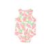 Nicole Miller Short Sleeve Onesie: Pink Floral Motif Bottoms - Size 0-3 Month