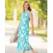 Appleseeds Women's Tropcial Floral Boardwalk Knit Maxi Dress - Blue - PL - Petite