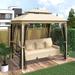 Outdoor Gazebo with Convertible Swing Bench, Double Roof Soft Canopy