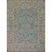 Vegetable Dye Blue Oushak Turkish Foyer Rug Hand-Knotted Wool Carpet - 3'0"x 3'11"