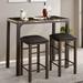 3-Piece Pub Dining Set Counter Height Breakfast Table with 2 Bar Stools, Rustic BRN