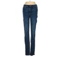 J.Crew Factory Store Jeans - Mid/Reg Rise Skinny Leg Denim: Blue Bottoms - Women's Size 27 - Dark Wash