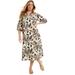 Plus Size Women's Halcion Lino Soleil Shirtdress by June+Vie in Ivory Island Print (Size 26/28)