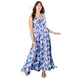 Plus Size Women's Sleeveless Sweetheart Dress by June+Vie in Blue Flowy Abstract (Size 18/20)