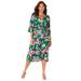 Plus Size Women's Easy Faux Wrap Dress by Catherines in Green Tropical Floral (Size 3X)