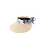 Plus Size Women's Straw Visor by Accessories For All in Floral Natural (Size ONESZ)