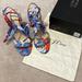 J. Crew Shoes | J. Crew Ratti Lace Up Sandals Heels Size 10 | Color: Blue/Orange | Size: 10