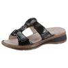 Pantolette ARA "HAWAII", Damen, Gr. 39, schwarz (schwarz glänzend), Lackleder, glänzend, modisch, Schuhe, Keilabsatz, Sommerschuh, Schlappen mit Klett
