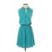 Boston Proper Casual Dress Keyhole Sleeveless: Blue Print Dresses - Women's Size 0