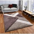 Nova Rug, Mordern Polypropylene Soft Shaggy Rug, Washable Carpet, Anti-Slip Rectangular Geometric Rug, Water Absorbent Durable Area Rug for Living Room Indoor Area Rug, Brown-Beige, 80x150