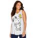 Plus Size Women's V-neck Snoopy Tank by Peanuts in White Snoopy Woodstock (Size 3X)