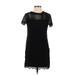 LC Lauren Conrad Casual Dress - Shift Crew Neck Short sleeves: Black Print Dresses - Women's Size 2