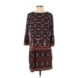 London Times Casual Dress - Shift: Black Print Dresses - Women's Size 2