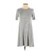 BCBGeneration Casual Dress - A-Line Crew Neck Short sleeves: Gray Print Dresses - Women's Size Small