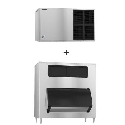 Hoshizaki KM-1601SWJ3/B-1500SS 1671 lb KM Series Crescent Cube Commercial Ice Machine w/ Bin - 1500 lb Storage, Water Cooled, 208-230v, 1671 lb Daily Production, Cube Style, Stainless Steel