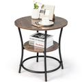 Costway 2-Tier Round End Table with Open Storage Shelf and Sturdy Metal Frame-Natural