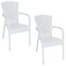 Sunnydaze Segesta All-Weather Plastic Patio Dining Chair - White - Set of 2