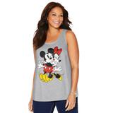 Plus Size Women's Sleeveless Mickey Minnie Hug Tank by Disney in Heather Grey Mickey Minnie (Size S)