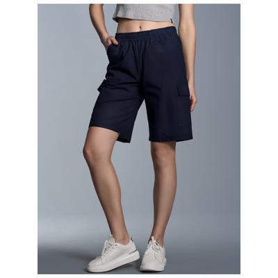 Jerseyhose TRIGEMA "TRIGEMA Cargo-Bermuda aus 100% Baumwolle", Damen, Gr. L, US-Größen, blau (navy), 100% Baumwolle, sportlich, Hosen Image