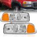 AJP Distributors Chrome Housing Amber Reflector Signal Headlights Lamps Assembly Pair Set Compatible/Replacement For GMC Sierra Yukon XL 2000 2001 2002 2003 2004 2005 2006 2007 00 01 02 03 04 05 06 07