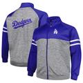 Men's Royal/Heather Gray Los Angeles Dodgers Big & Tall Raglan Full-Zip Track Jacket