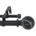 MERIVILLE 1-Inch Diameter Double Window Treatment Curtain Rod Black Marble Ball Finial 84-inch to 120-inch Adjustable Black